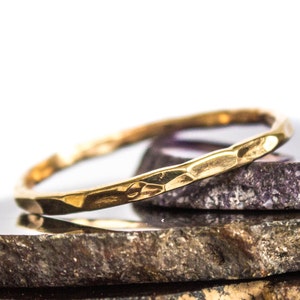Hammered Gold Stacking Thin Gold Ring