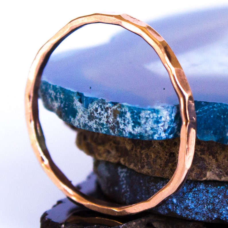Hammered Rose Gold Ring for Women Thin Rose Gold Ring Rose Etsy