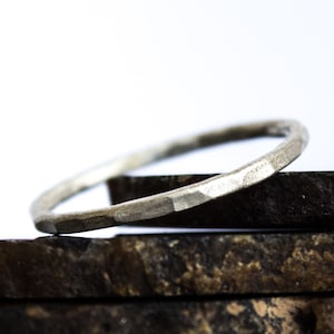 Hammered Brushed Sterling Silver Stack Ring Matte /Brushed Finish