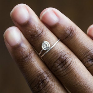 Silver Knuckle Ring Sterling Silver Midi Ring Adjustable Midi Ring Spiral Knuckle Ring Spiral Silver Ring