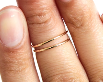 Dainty Gold Filled Midi Ring Gold Knuckle Ring Gold Midi Ring Adjustable Midi Ring Above Knuckle Ring