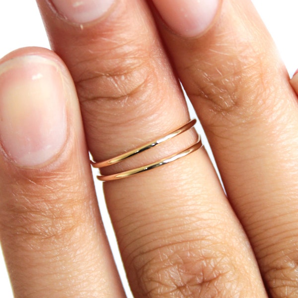 Dainty Gold Filled Midi Ring Gold Knuckle Ring Gold Midi Ring Adjustable Midi Ring Above Knuckle Ring