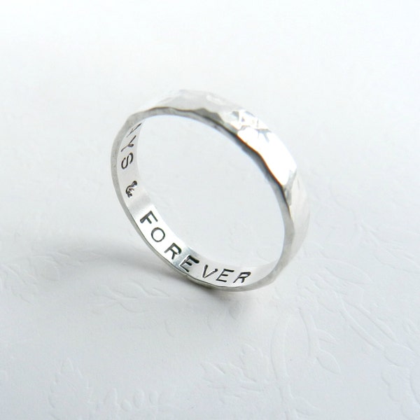 Hand Stamped Ring - Hammered Sterling Silver Stack Ring