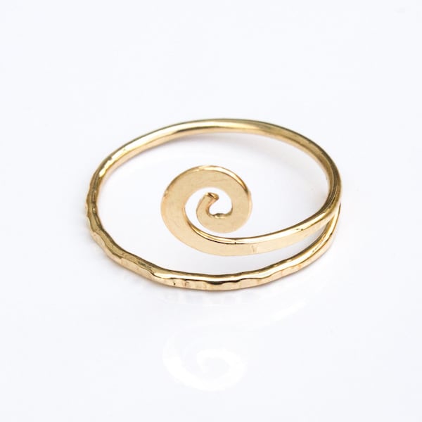 Bague en or d’articulation réglable spirale martelé Midi d’articulation or bague spirale bague spirale or Anneau martelé