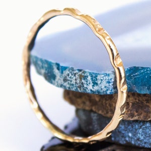 Hammered Thin Gold Stacking Ring (1) One Ring