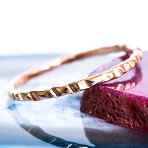 Rose Gold Stacking Ring Hammered Thin Band Thumb Ring 1.5mm Rose Gold Filled