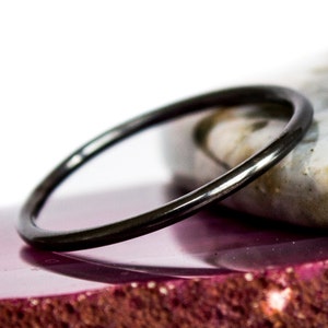 Oxidized Sterling Silver Ring Polished Sterling Silver Band Ring Blackened Silver Ring