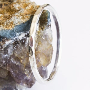 Hammered Sterling Silver Thin Stacking Band Ring