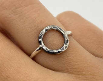 Oxidized Open Circle Ring. Rustic Karma Ring. Holiday Gift for Her Girlfriend Mom Wife