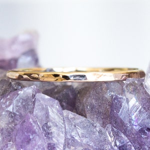 Solid 14k Hammered Thin Gold Stack Ring Sz 3 thru 8