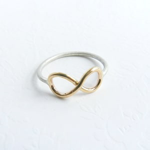 Gold Infinity Ring - Cute Gold and Sterling Silver Infinity Ring Infinity Pinky Ring for Women Gift for Wife Gift for MOM Two Tone Infinity