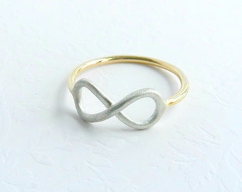 Infinity Ring - 12kt Gold Filled & Brushed Sterling Silver