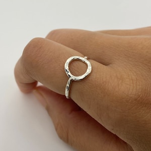 Silver Circle Ring. Textured Karma Ring.