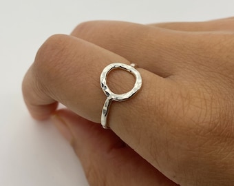 Silver Circle Ring. Textured Karma Ring.