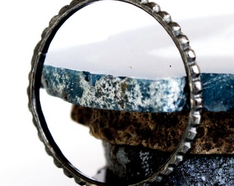 Beaded & Oxidized Sterling Silver Stacking Ring