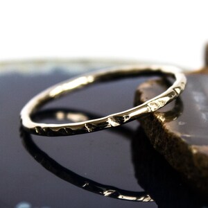 Solid 14k White Gold Stacking Ring Sz 3 thru 8 Coin Edge Hammered