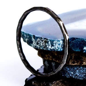 Hammered Silver Ring Oxidized image 3