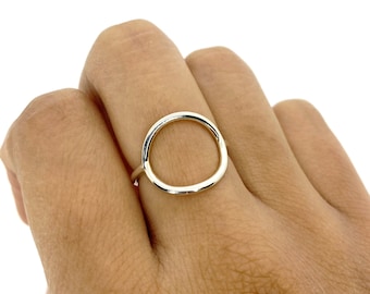 Silver Circle Ring. 925 Open Circle Karma Ring