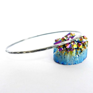 Sterling Silver Bangle Oxidized Hammered Bracelet