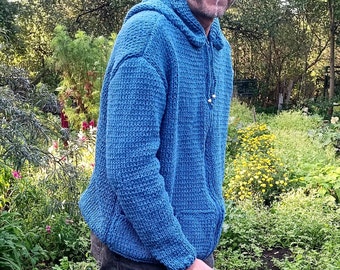 Man jacket blue hoody wool knitted with zipper winter sweater cardigan