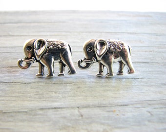 Silver Elephant Studs, Elephant Jewelry, African Animal, Post Earrings Cute Safari Animal Jewelry, Elephants Earrings, Gifts for Her