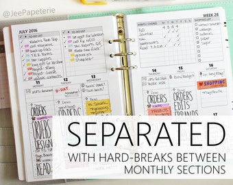 Printed HALF-Letter size (5.5x8.5): WEEKLY *Directive* Hourly/Timeline Vertical Inserts w/To-Do & Tracking, SEPARATED into Monthly Sections