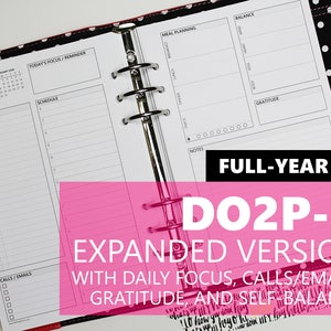 DO2P-B, FULL-YEAR of Daily Inserts-Version B, expanded w/more tracking/planning (multiple size and punch options available)