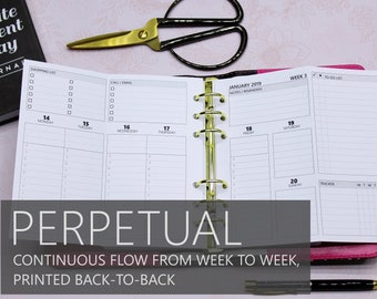 Printed Personal-Size: FOLD-OUT version of PERPETUAL Weekly *Directive* Hourly/Timeline Planner Inserts (Half-Year or Full Year options)