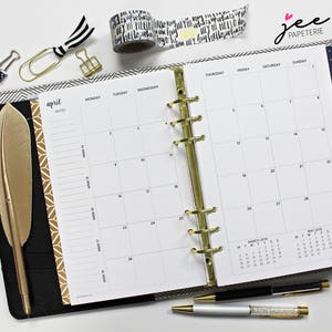 Printed Monthly Inserts PERPETUAL, MONDAY-START: 12-Months & 2 Annual Calendars, MO2P Half-Letter Size 5.5x8.5 fits into A5 planners image 5