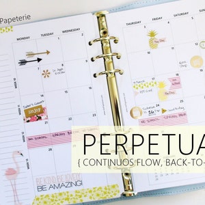 Printed Monthly Inserts PERPETUAL, MONDAY-START: 12-Months & 2 Annual Calendars, MO2P Half-Letter Size 5.5x8.5 fits into A5 planners image 4