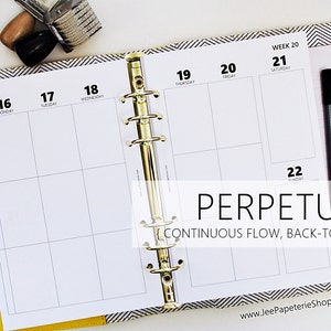 Printed HALF-LETTER Size: PERPETUAL Weekly *Blank Space* Vertical Dated Inserts (5.5"x8.5" fits into A5 Planners) WO2P