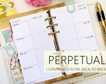 Printed PERSONAL-SIZE: PERPETUAL Weekly *Combo* Ruled & Blank Space Horizontal Planner Dated Inserts (3.7&quot;x6.7&quot;) WO2P