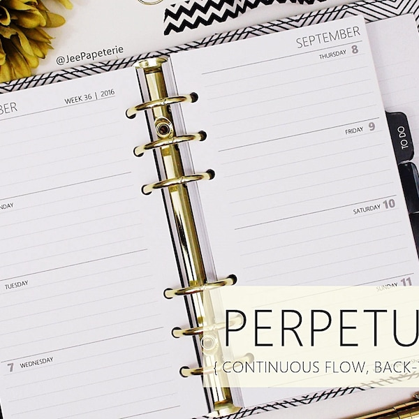 Printed PERSONAL/COMPACT size: PERPETUAL *Ruled* Horizontal Boxes Dated Weekly Planner Inserts - WO2P