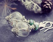 Dandelion Earrings Make A Wish Jewelry Glass Terrarium Fairy Garden Magic Orb Botanical Seed Gardening Gift For Her Dangle Turquoise
