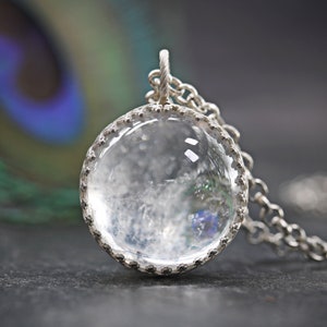 Crystal Ball Necklace Rock Quartz Rainbow Ice Orb Pendant Viking Norse Moon Sphere Victorian Wicca 1920s