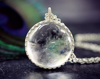 Pool Of Light Necklace Rock Quartz Ice Orb Crystal Ball Pendant Viking Gotland Norse Moon Sphere Victorian Wicca 1920s