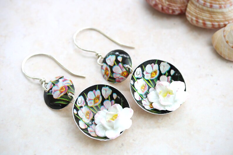 Porcelain Flower Earrings Japanese Anemones Plant Kitsch Etsy