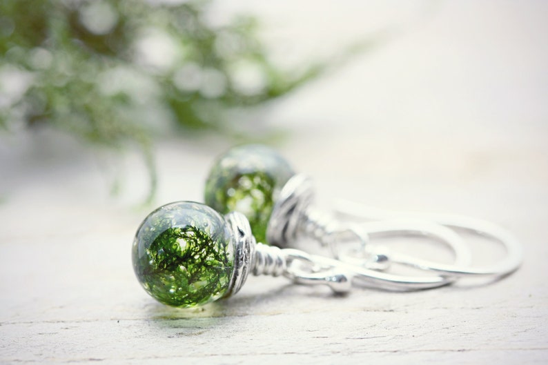 Moss Earrings Botanical Jewelry Gardening Gift Wanderlust image 1