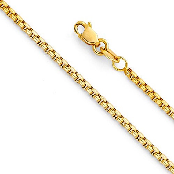18k Gold Rounded Box Chain Etsy
