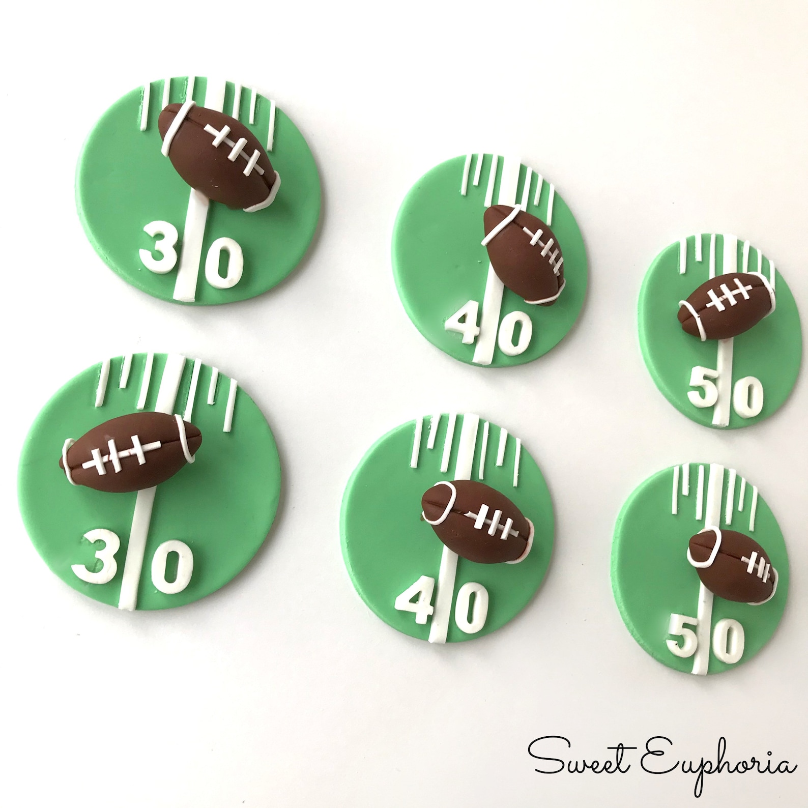 Football Cupcake Topperssuperbowl Party Toppersgame Day Etsy
