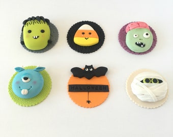 Halloween Fondant Cupcake Toppers| Little monsters