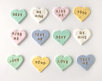 Fondant Candy Hearts Toppers| edible Cupcake toppers|Heart cupcake toppers