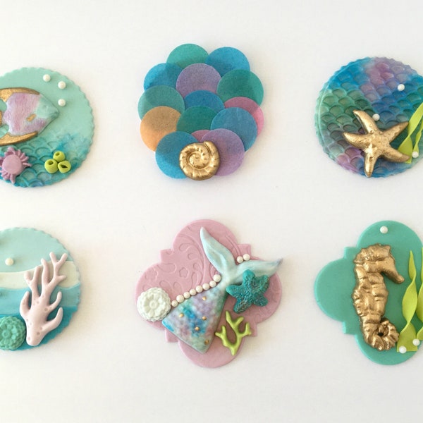 Mermaid under the sea | Fondant Cupcake Toppers