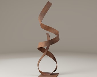 Corten Steel Garden Sculpture, Handmade Abstract Spiral Yard Art