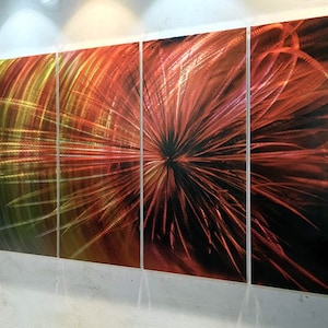 Abstrakt metallväggkonst: Aluminiumskulptur, modern trädmålning bild 3