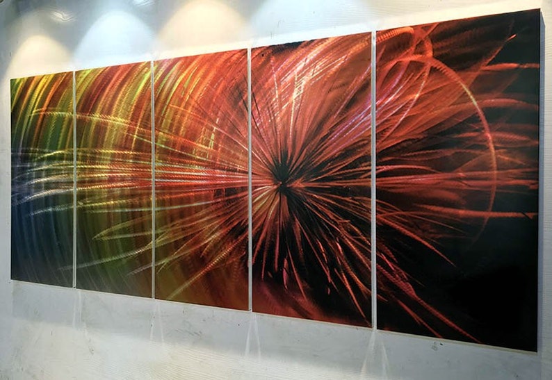 Abstrakt metallväggkonst: Aluminiumskulptur, modern trädmålning bild 3