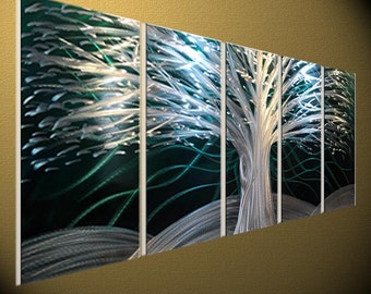 Abstract Metal Tree Sculpture, Modern 3D Wall Art
