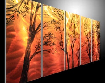 Abstract Trees Metal Wall Art, Modern Sculpture Painting (24x60 inch)