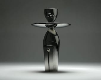 Stainless Steel Sculptural Side Table, Mirror-Polished Human Form for Living Room