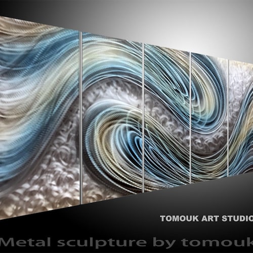 Metal wall art large teal abstract modern unique home decor indoor outdoor art 